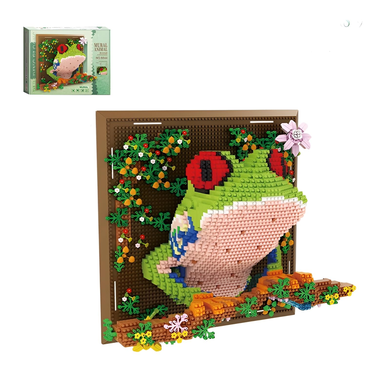 Tree Frog Mural Mini Building Block Set, 2406Pcs Wildlife Wall Art 3D Model