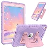 Case for iPad 9th Generation (2021) / 8th Generation (2020) / 7th Gen (2019) 10.2 Inch, Fully-Body Rugged Heavy Duty Shockproof Protective Case with Built-in Kickstand for Kids, Purple