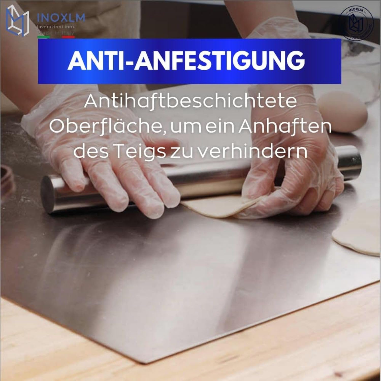 INOXLM Schneidebrett Edelstahl zum Kneten 60x50 cm, Edelstahl Arbeitsplatte aus verschiedene Größen, für Küche, Bar, Restaurants, knetbrett edelstahl mit schneidebrett ständer