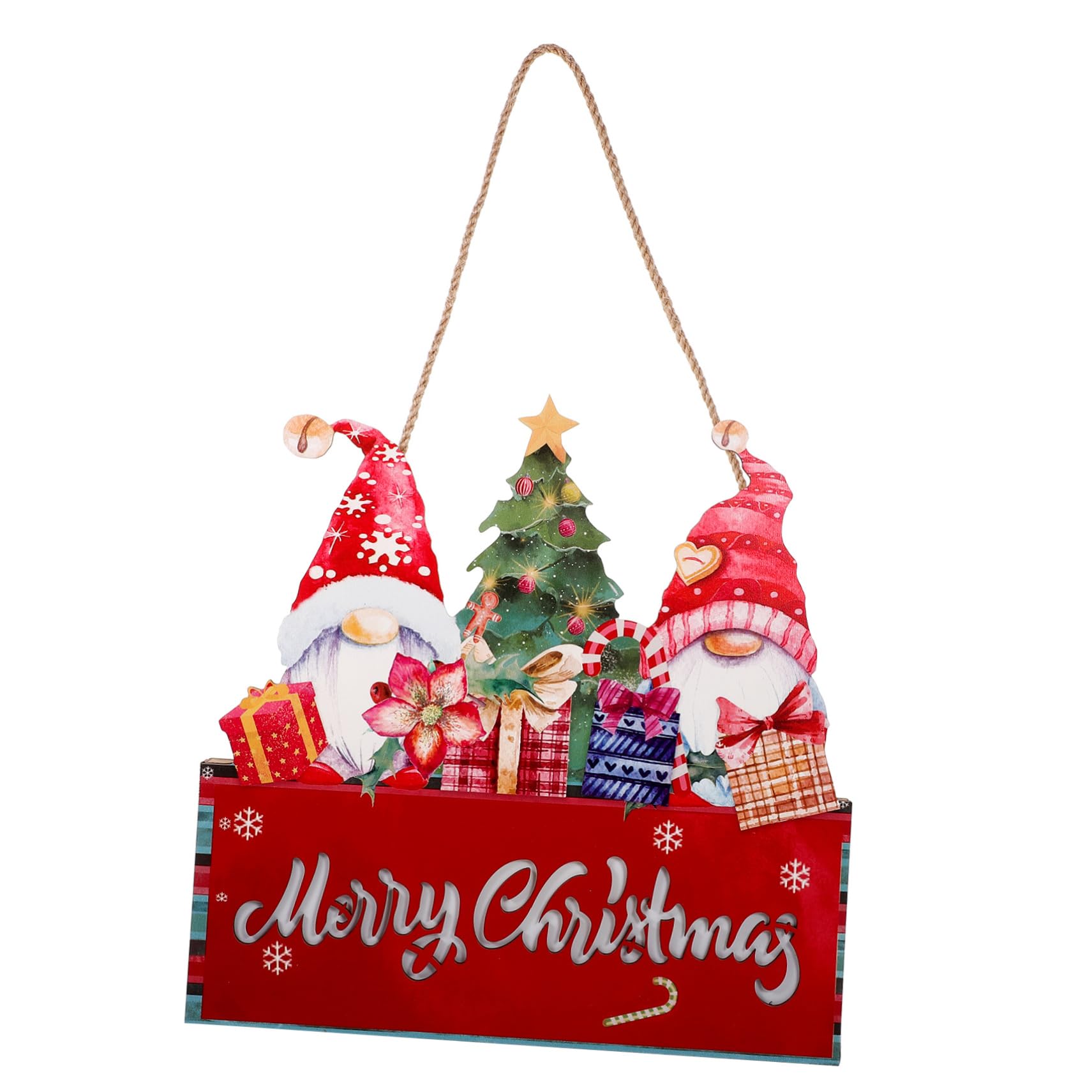 Adorno Navideño de Madera Colgante para Puerta de Entrada con Luces Festivas