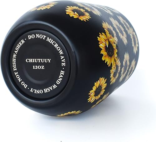 Miniatura 4 de Vaso de acero inoxidable con tapa y pajitas, taza aislada al vacío de 12 onzas, taza de café de viaje de doble pared, regalo con estampado de girasol