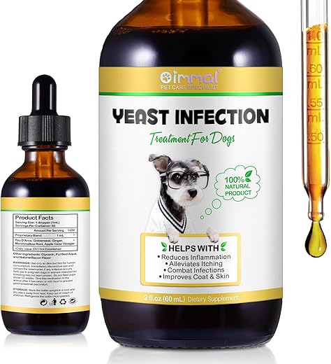 Yeast Infection Treatment for Dogs, Natural Ear Infection Treatment, Dog Allergy Relief, Supports Itchy Skin Relief, Skin and Coat Support, Inflammation Relief for Dog Herbal Supplement - 2 oz