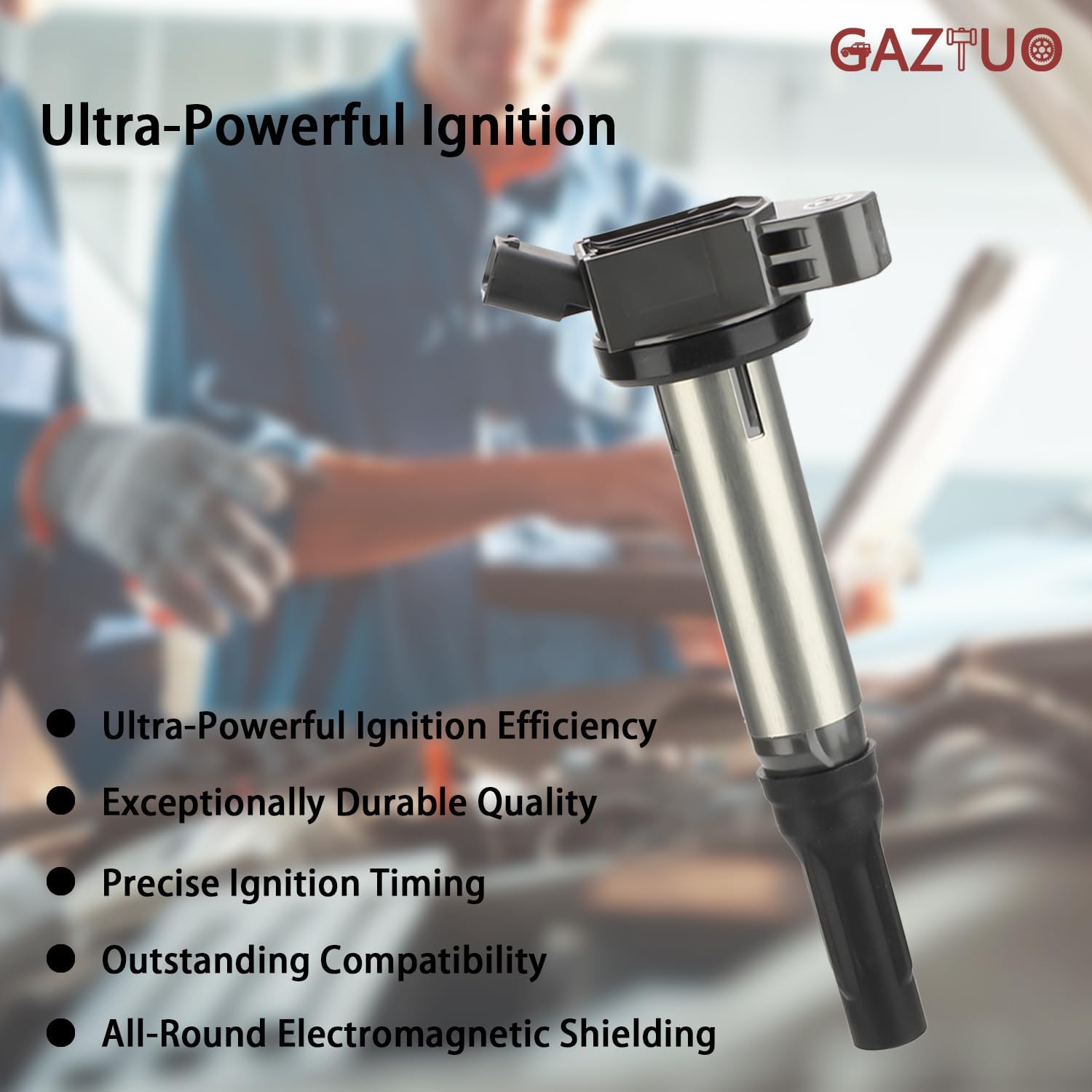 Ignition Coil Pack UF487 & Spark Plugs (Set of 8) - Compatible with Lexus GX460 LS460 LS600h LX570 Toyota Land Cruiser Sequoia Tundra 4.6L 4.7L 5.0L 5.7L V8 - Replaces #90919-02255 673-1309
