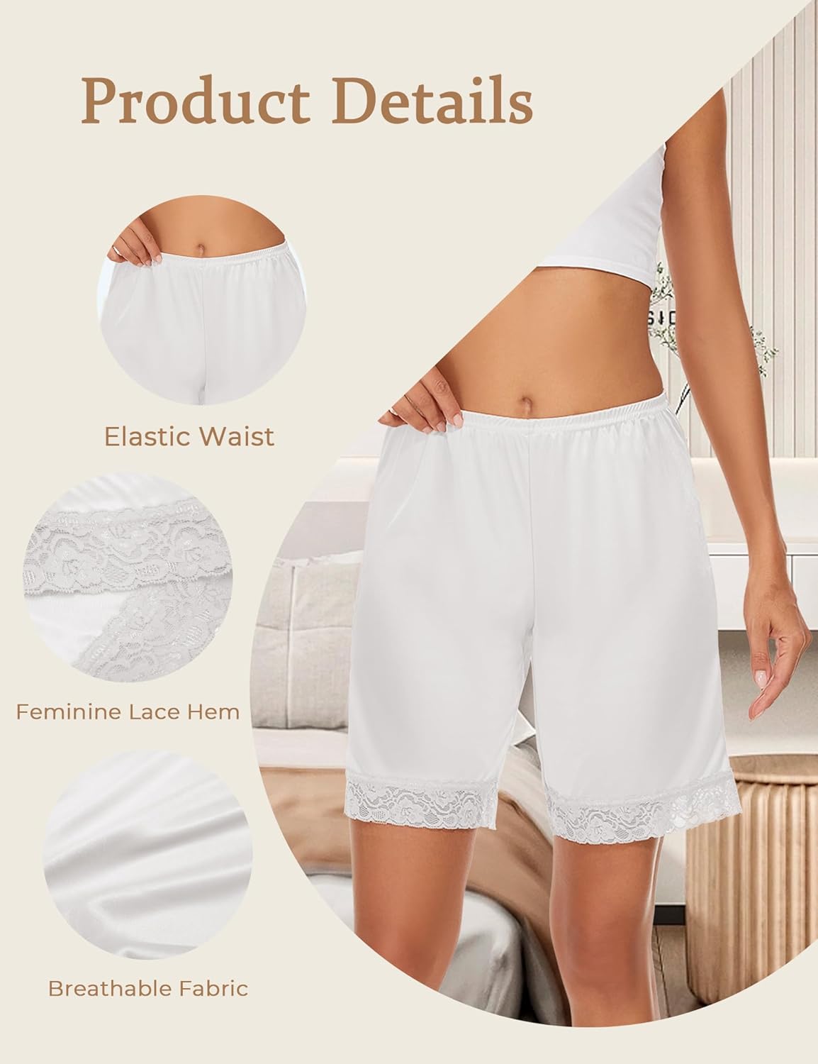 GYS Slip Shorts Culotte for Women Split Skirt Lace Pettipants Bloomer - Image 3