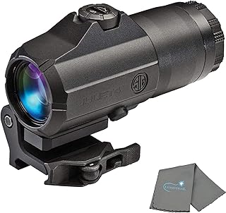 Sig Juliet 4 Magnifier, SOJ41001 Juliet4 4X Magnifier for Reflex Sight, 90 Degree PowerCam Mount, Bundle with a Lumintrail Lens Cleaning Cloth - Lumintrail
