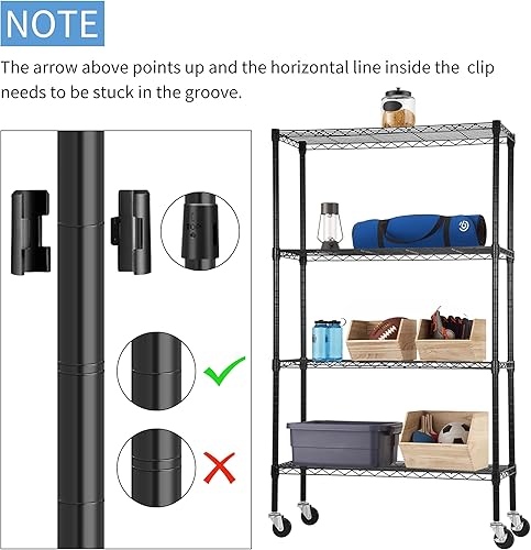 Miniatura 4 de BLKMTY Estantería de almacenamiento ajustable de 4 niveles, estantes de metal resistente, 14 pulgadas de profundidad x 36 pulgadas de ancho,