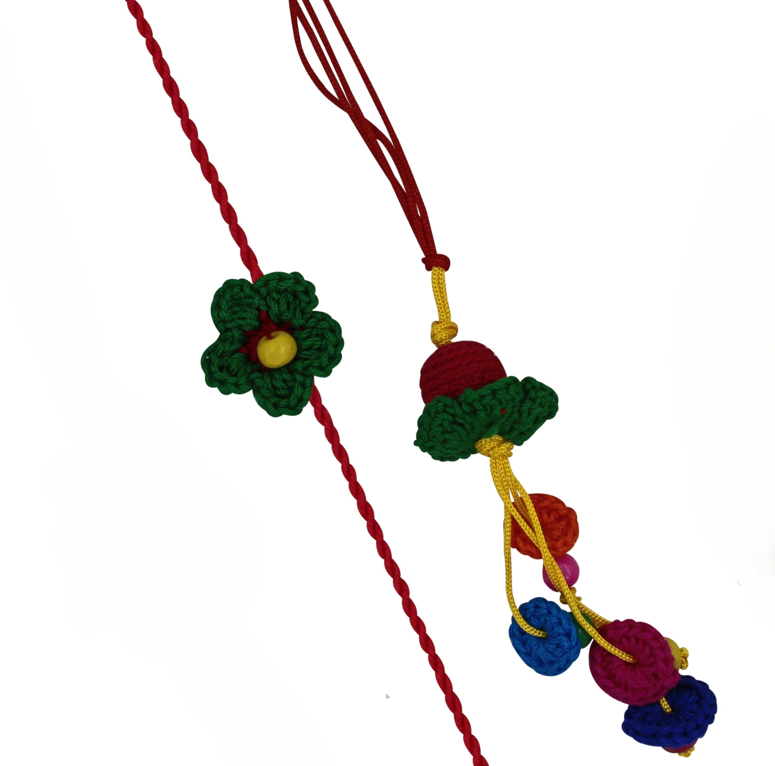 Prapti Handicrafts Handmade Crochet Couple Designer Eco-Friendly Rakhis for Brother and Bhabhi, Reusable Lumba Rakhi, Pack of 2 (green flower) (B07TTPCVX3) Amazon Price History, Amazon Price Tracker
