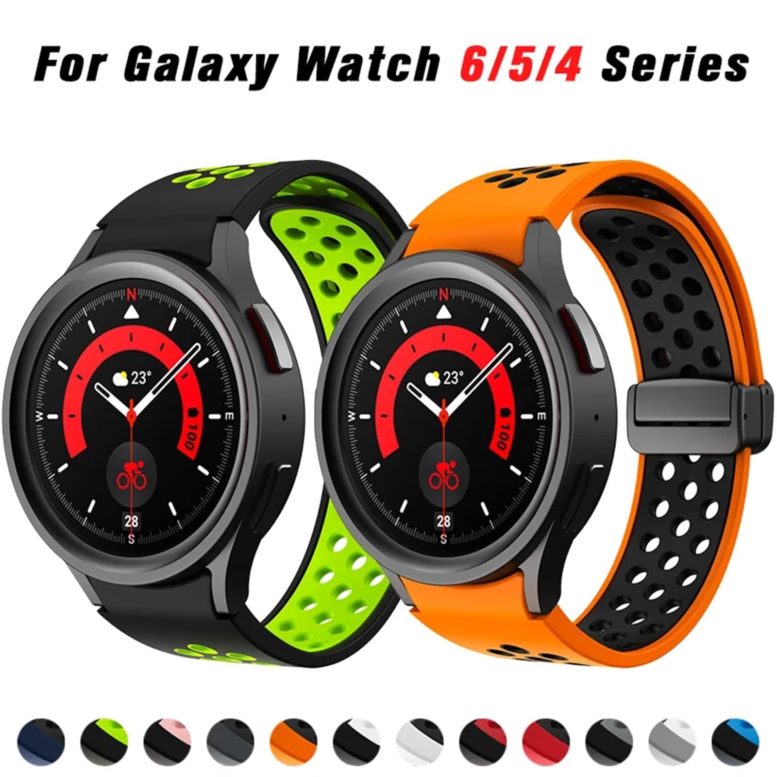 EPANO Bracelet en Silicone pour Samsung Galaxy Watch 6 Classic 43mm 47mm 5Pro 45mm, bracelet à boucle magnétique pour Galaxy Watch 6 5 4 40mm 44mm