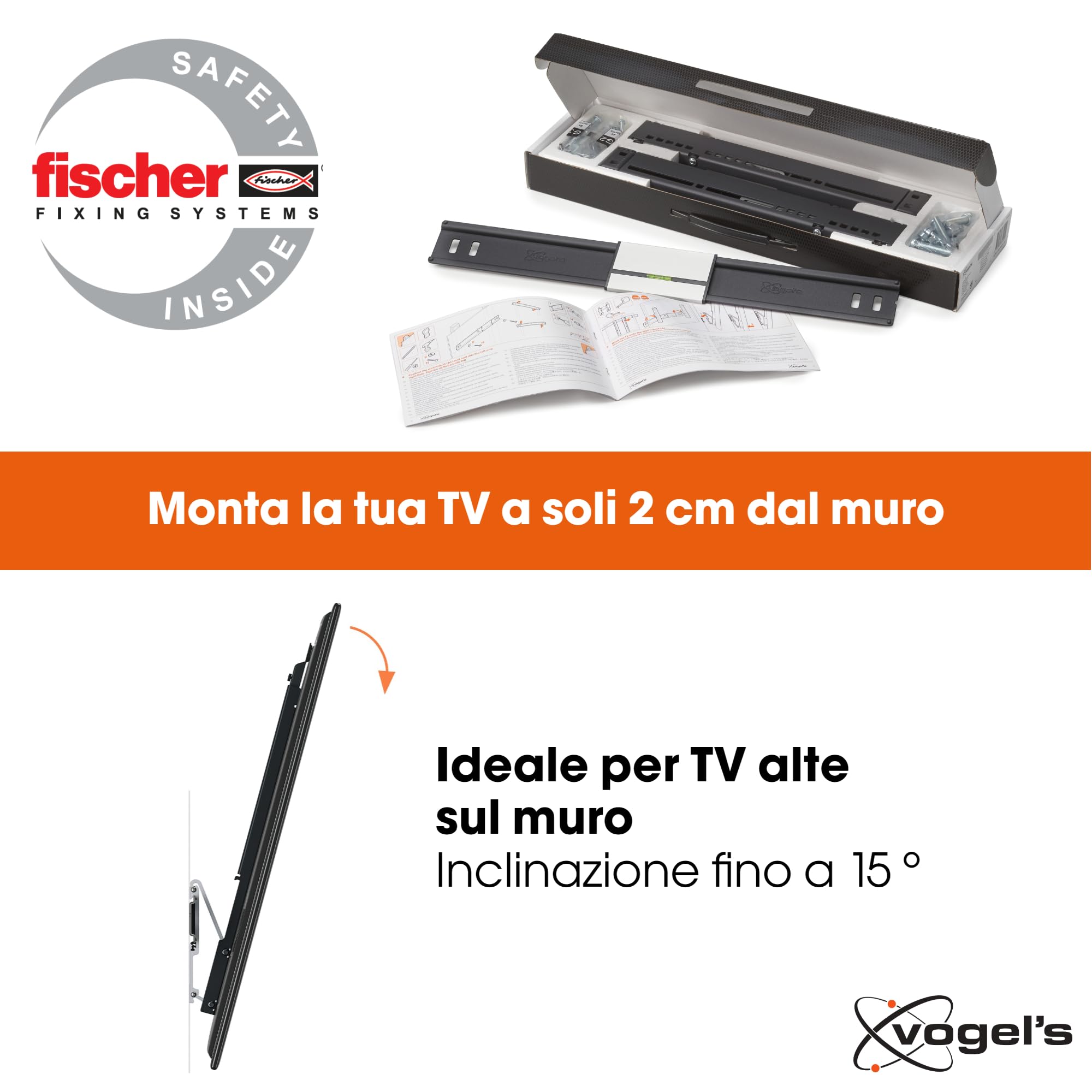 Vogel's THIN 415 Supporto da parete per TV | Inclinabile | Per TV da 26-55 (66-140 cm) Pollici | Max. 18 kg | VESA Max. 400x400 | Compatibilità universale | Certificazione TÜV