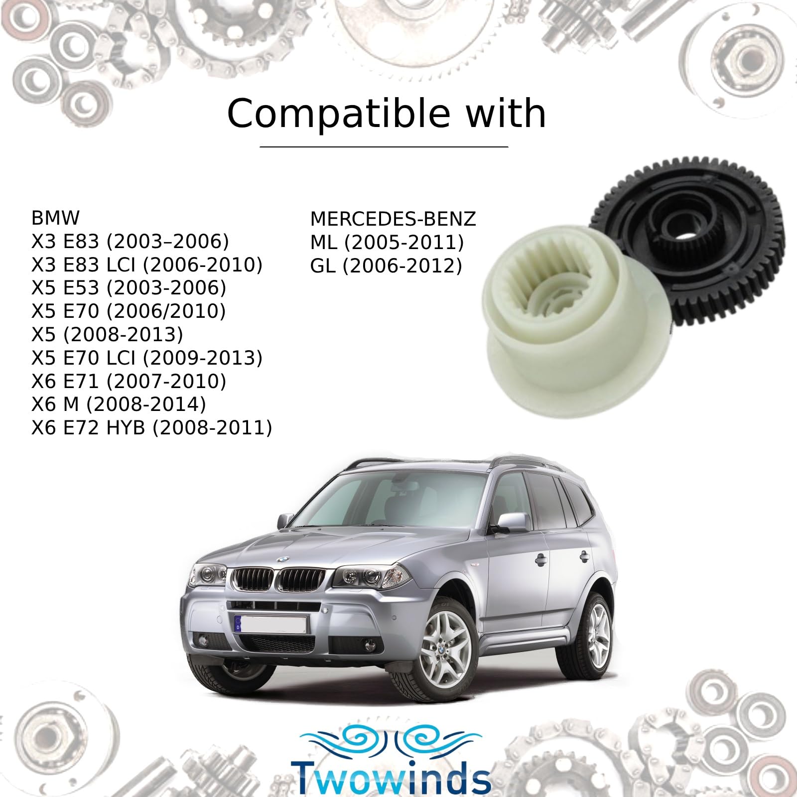 Twowinds Pignon Boîte de Transfert Compatible avec BMW X3 E83 X5 - (2 pcs)