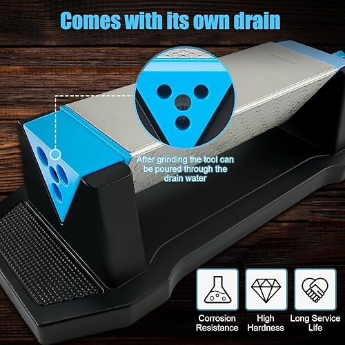 Miniatura 5 de Eewudwok Piedra de afilar cuchillos de diamante, 3 lados de grano premium 40010008000 kit de piedra de afilar con base antideslizante para afilar