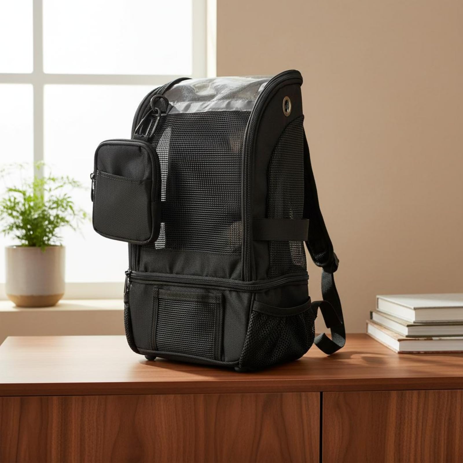 Mochila Oxígeno Portátil Correas Ajustables Mochila con Tapa Transparente Ligera Accesorio Médico para Aire Libre, Gris, Gris