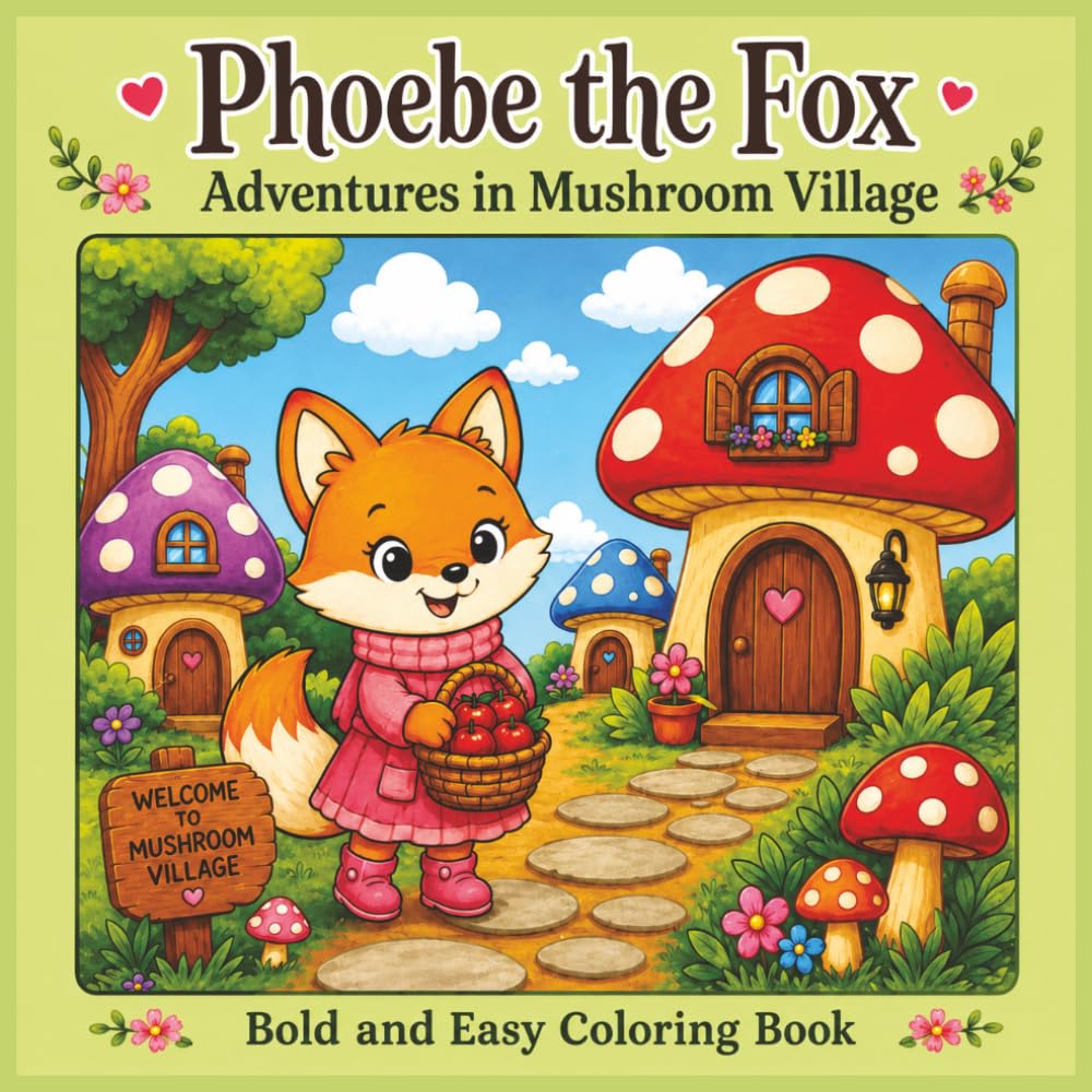 Phoebe the Fox: Adventures in Mushroom Village - Bold and Easy Coloring Book