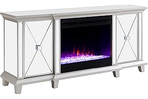 SEI Furniture Toppington Mirrored TV Stand with Electric Fireplace
