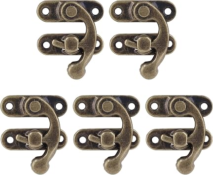 Biaungdo 5pcs Swing Bag Clasp Closure Lock Latch, Bronze Tone, Style 2 | Retro Vintage Style, For Furniture Wooden Box Jewelry Case