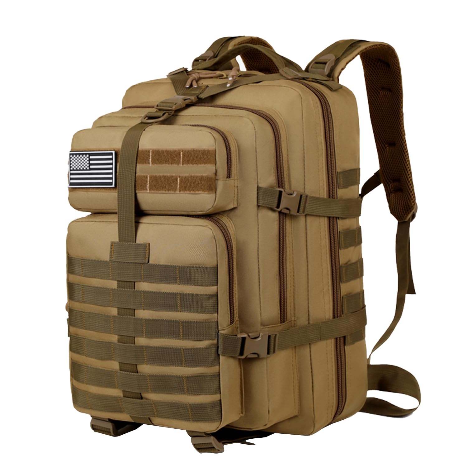 Military Tactical Backpack For Men Molle Army Assault Daypack 3 Day Bug Out Bag Hiking Treeking Rucksack (khaki)