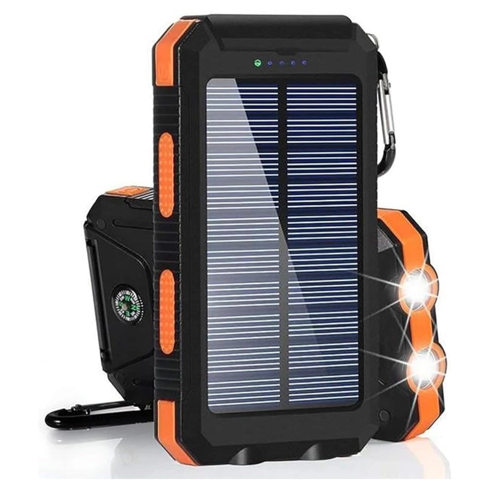 Solar Powerbank 20000mAh, Wasserdichtes USB C Externer Akku mit 2 Outputs, 2 USB-Anschlüssen, LED-Taschenlampen mit Kompass für Outdoor-Aktivitäten