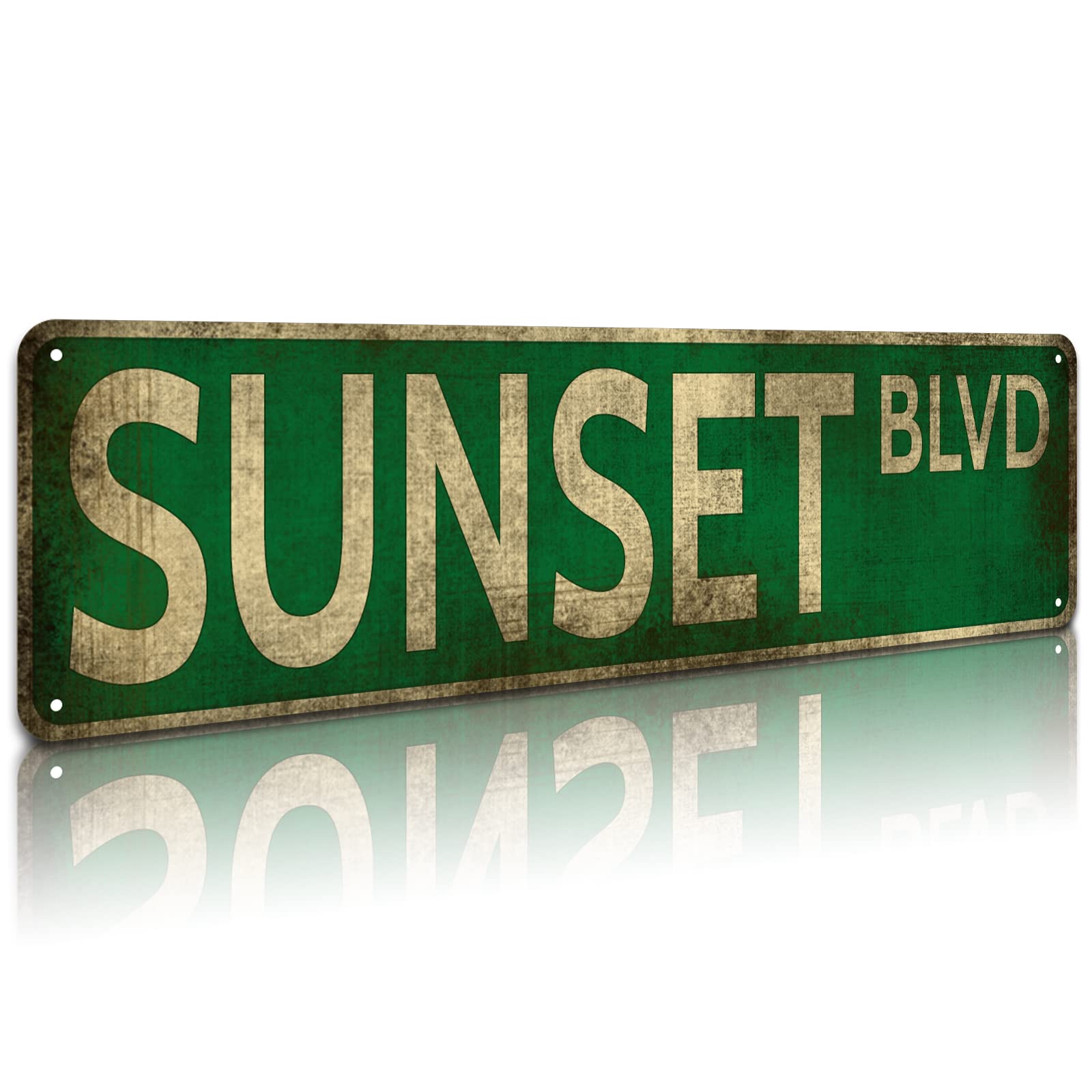 KooLL Sunset BLVD Retro Tin Sign, Street Sign Funny Road Sign Rustic Vintage Metal Sign Home Bar Yard Man Cave Wall Decor 4" by 16"