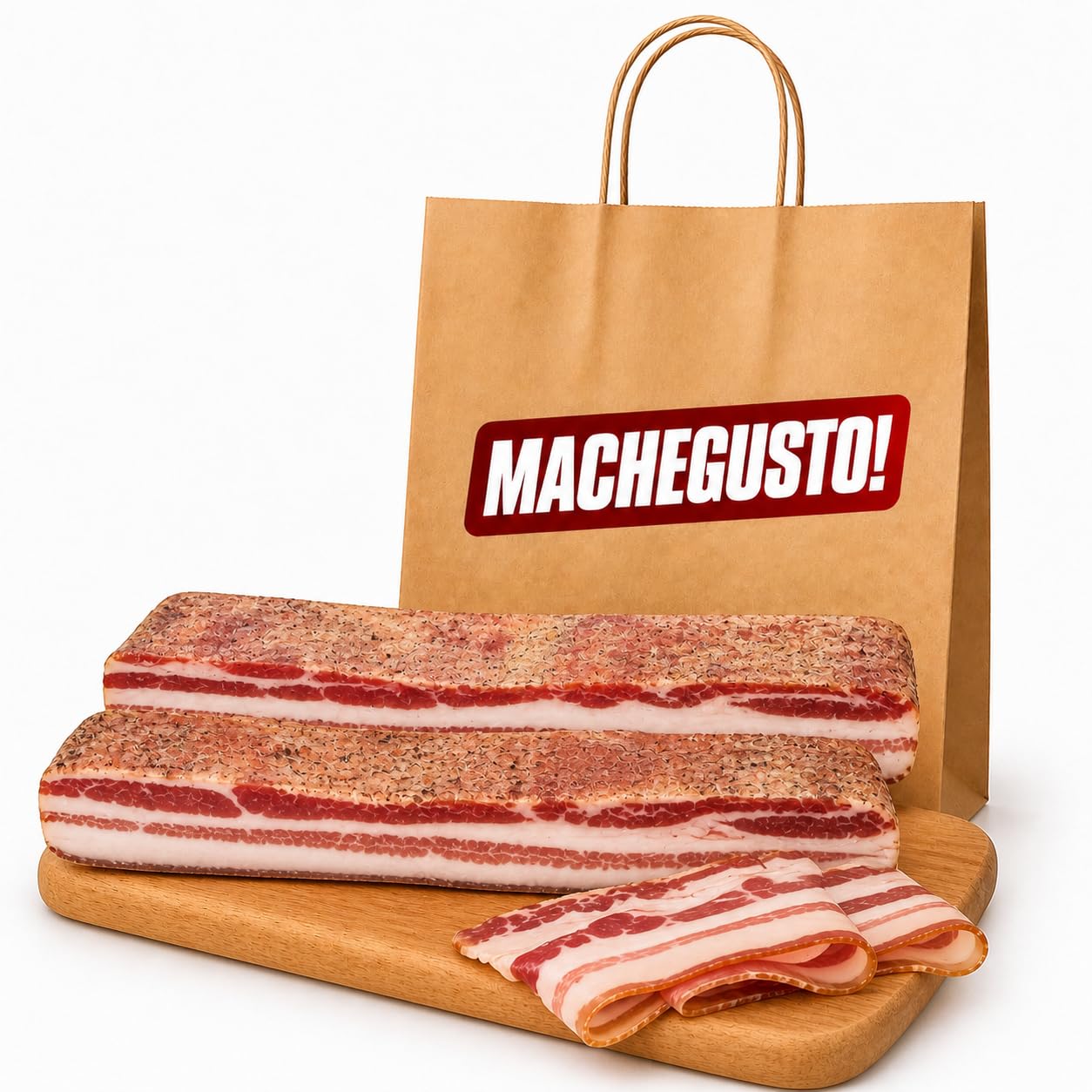 Machegusto!® - 2 x 300g Pancetta Plate Affinée – Charcuterie Italienne de Porc Sélectionné | Goût Intense et Aromatique | Idéale pour Cuisine, Carbonara et Apéritifs | 2 x 300g