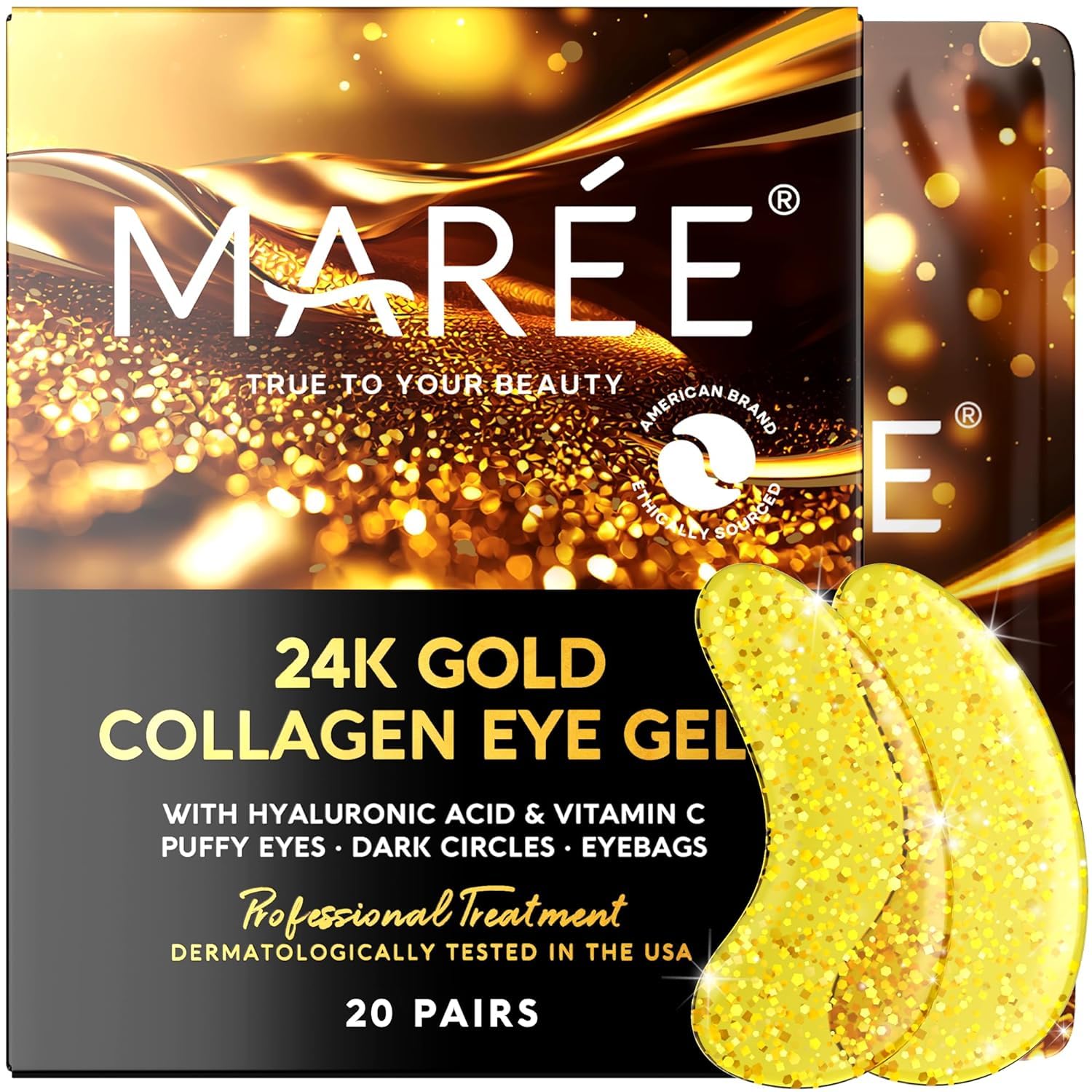 Buy MAREE Under Eye Patches (20 Pairs) 24K Gold Eye Patches for Puffy