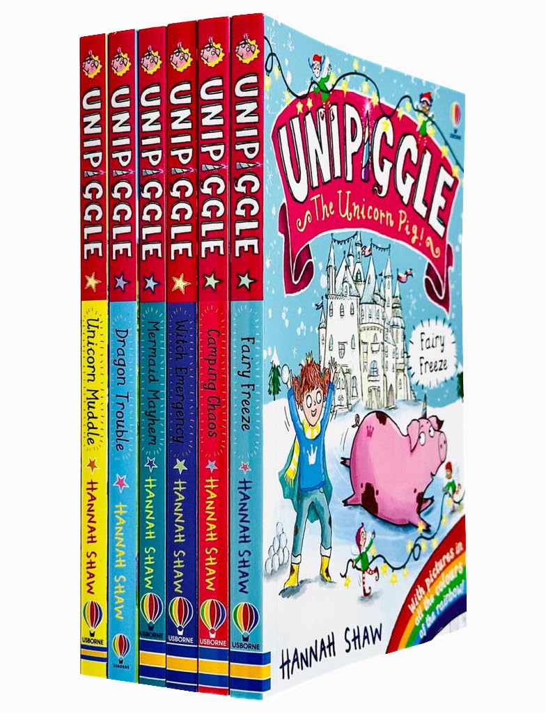Unipiggle the Unicorn Pig Series 6 Books Collection Set by Hannah Shaw (Unicorn Muddle, Dragon Trouble, Mermaid Mayhem, Witch Emergency, Camping Chaos & Fairy Freeze)