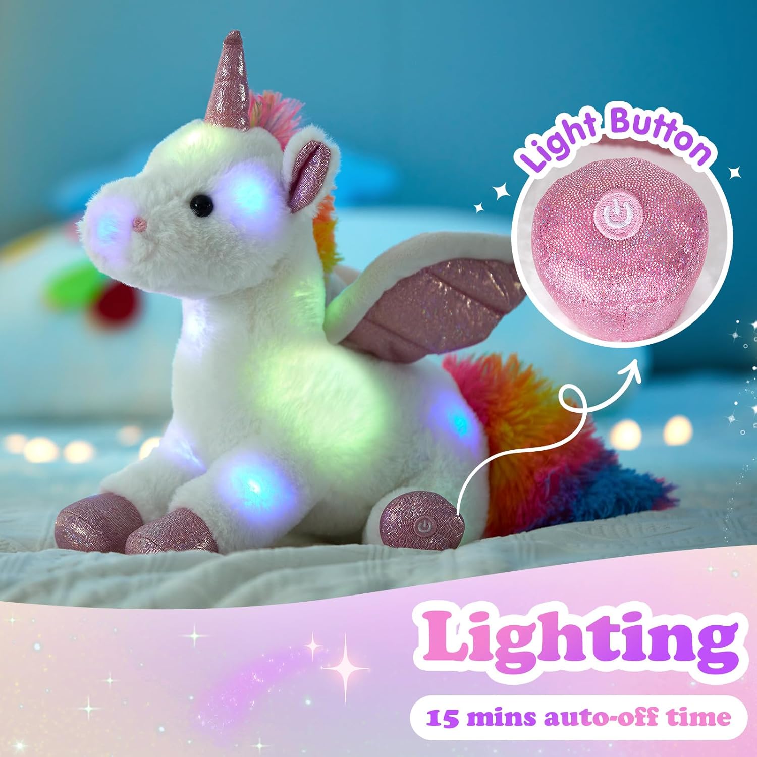 Light-Up Rainbow Unicorn Stuffed Animal Australia Ubuy