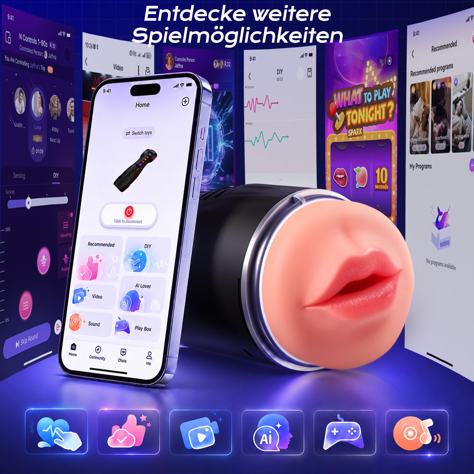 Tauara Masturbator Sex Spielzeug für die Männer, Masturbieren für Männer mit 3 Liner Abnehmbare, APP Masturbatoren mit 9 Vibration und 9 Saugen Taschenmuschi Sexspielzeug Maschinen & Geräte