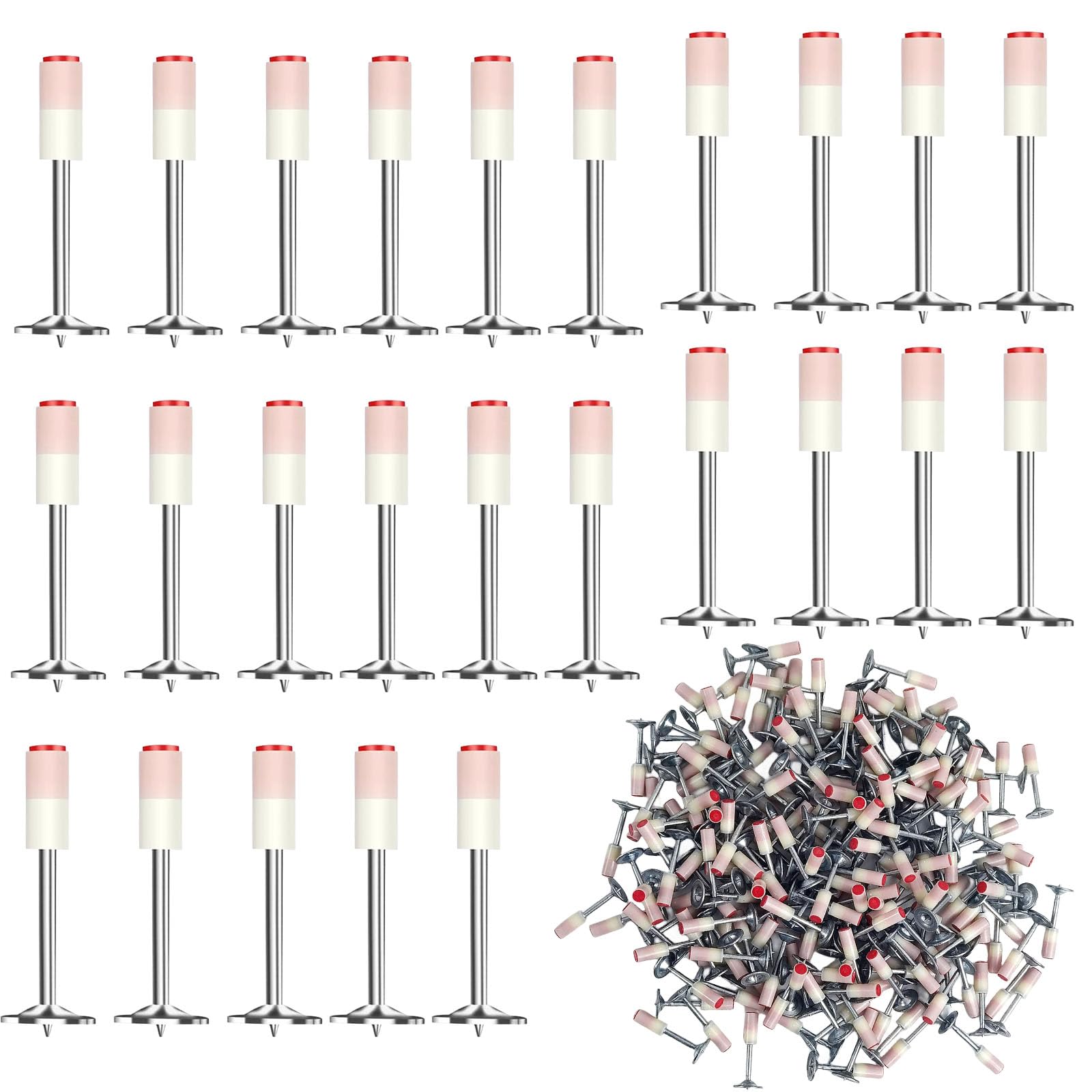 Lot de 400 clous pour pistolets à ongles, pistolet à ongles à air comprimé, clous ronds de 7,3 mm, clous manuels en acier, mini clous pour plafonds, coupe-fil, fixation d'installation et réparation