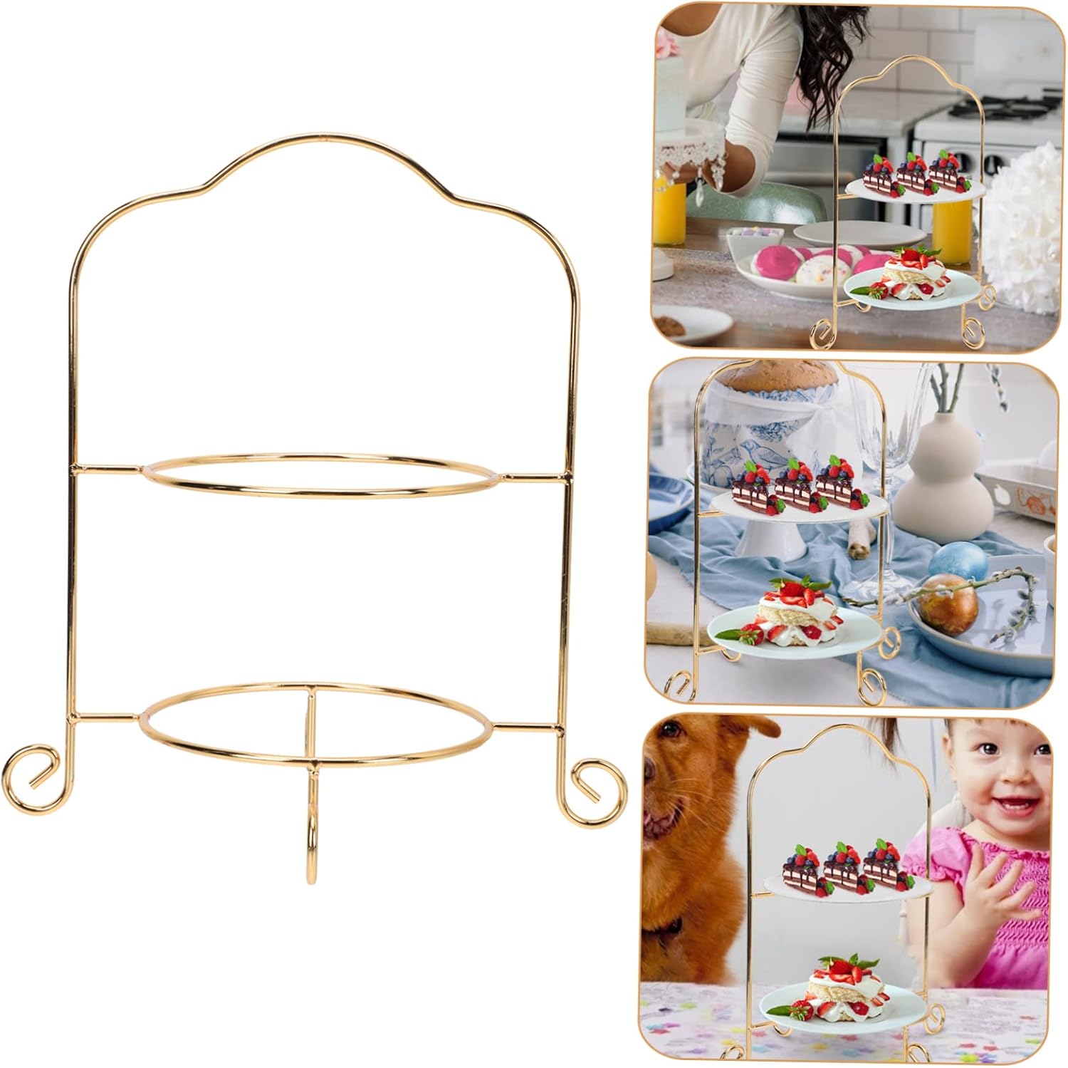 1pc Iron Cake Holder Two Cake Tray Display Stand Decorative Rack for Wedding Party Birthday