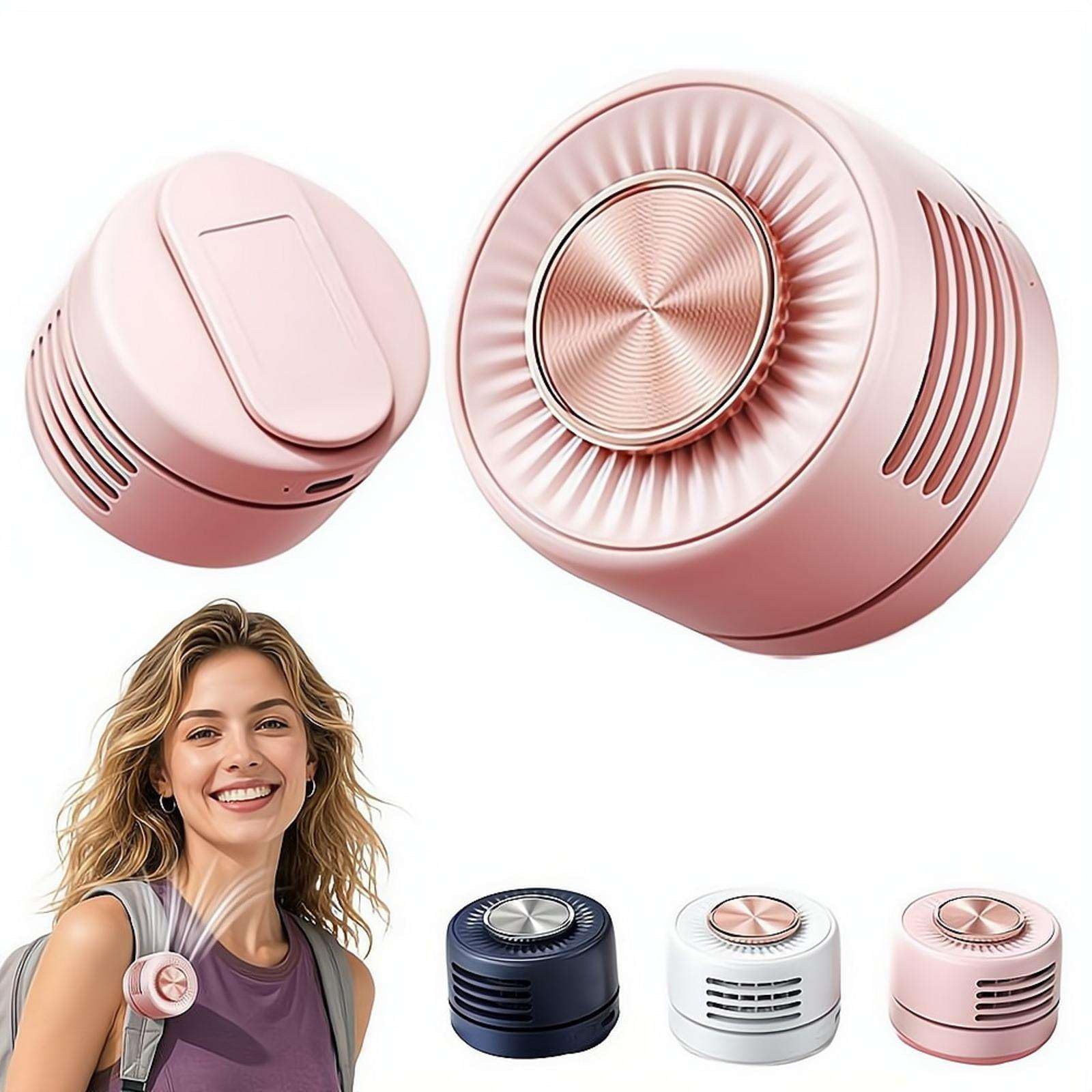 Cikiki Portable Silent Bladeless Electric Fans,Mini Clip On Fan for Shirt & Waist,Adjustable 3-Speed,Hands Free,USB Rechargeable Neck Fans for Outdoor & Travel & Office