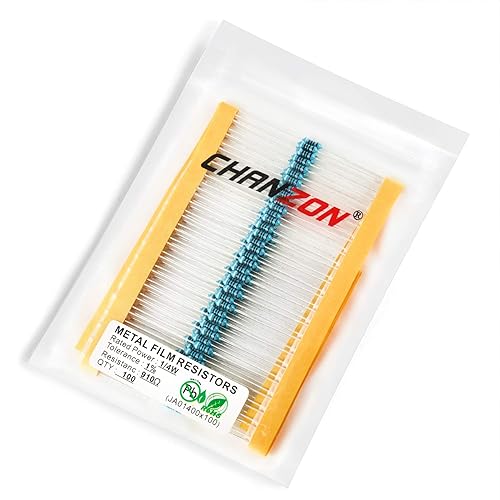 Vista 631 de Chanzon 100pcs 1/4W (0.25W) 33K Ω ohmios Resistencia fija de película metálica 0.01 ±1% Tolerancia 33KR MF Resistencias de orificio pasante