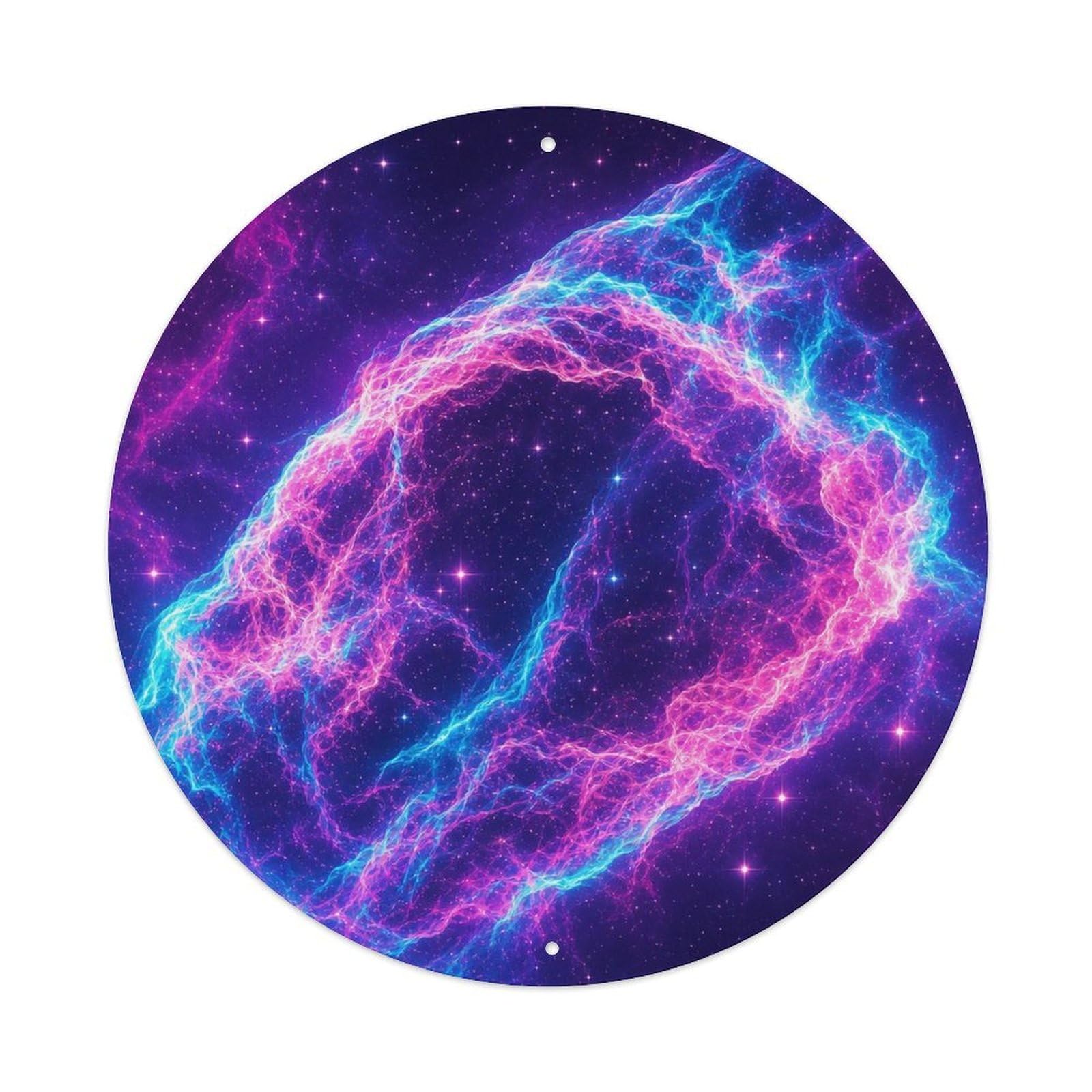 Okngb Style Outer Space Veil Nebula Observatory View Stellar Orbit Metal Tin Sign Plaque Wall Decor For Cafe, Man Cave, Club Bar, Office, Home Garden Round Metal Poster 8X8inch