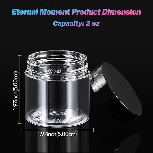Miniatura 2 de Eternal Moment Paquete de 36 tarros de plástico de 2 onzas redondos transparentes con tapas, perfectos para loción, crema, ungüentos, maquillaje,
