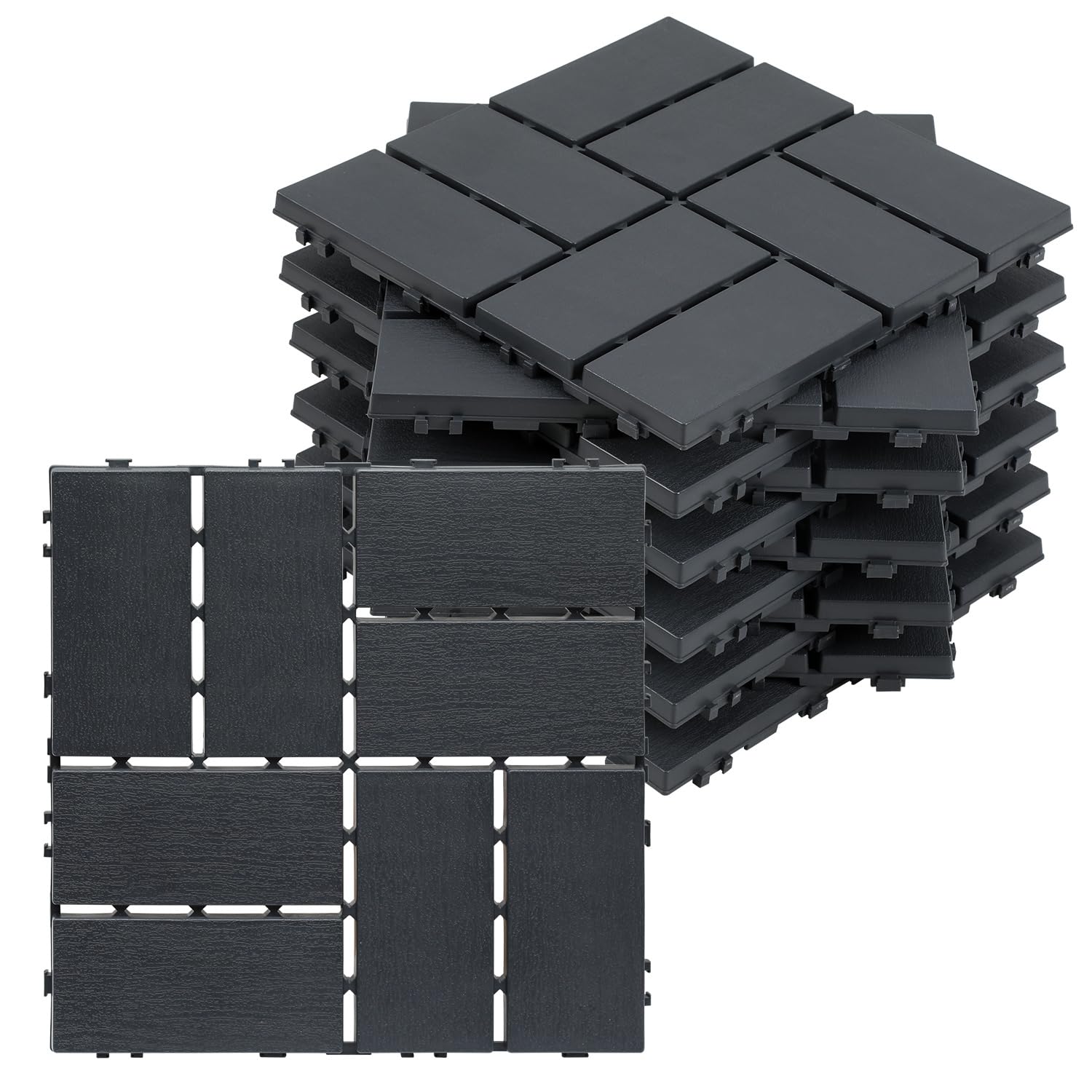 Piastrelle per terrazze in polipropilene, 30 x 30 cm, 66 pezzi, 6 m² | Piastrelle impermeabili a scatto con drenaggio per balcone, terrazza, giardino, piscina e sauna, antiscivolo e facile da