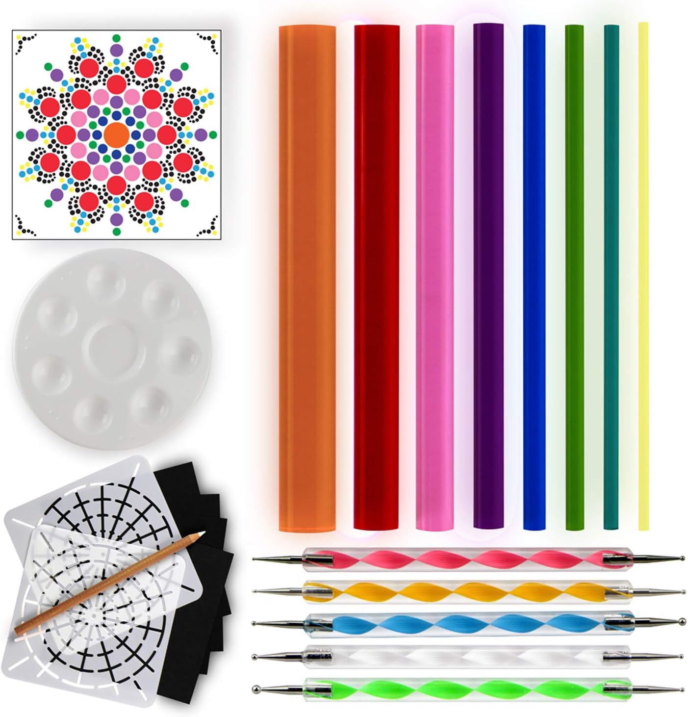YUCHEL Mandala Dot Painting Kit - Art Painting Tools, Stencils, White Pencil, Paint Tray, Pattern