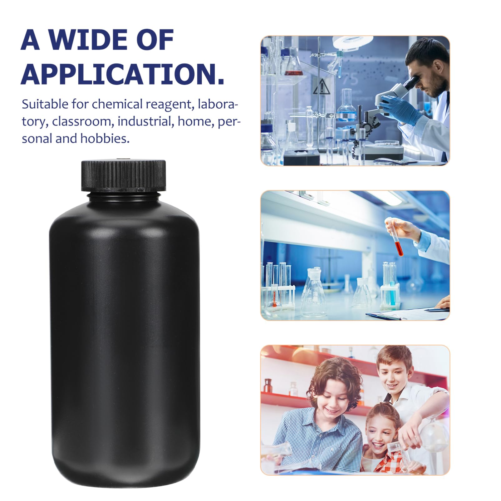 Mobestech 4 Piezas Frasco De Sombra De Boca Estrecha Contenedor De Reactivos De Laboratorio Botellas De Muestra De Agua Botellas De Almacenamiento De Boca Ancha Con Cubierta Botella Redonda