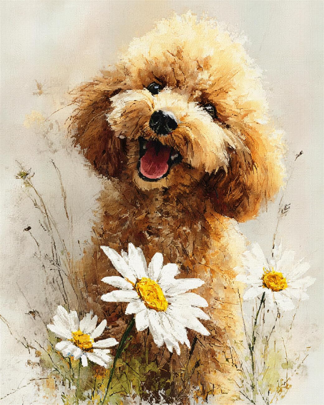 RKFLGEW DIY Seed Bead Embroidery Kits Poodles and Flowers 50x70cm