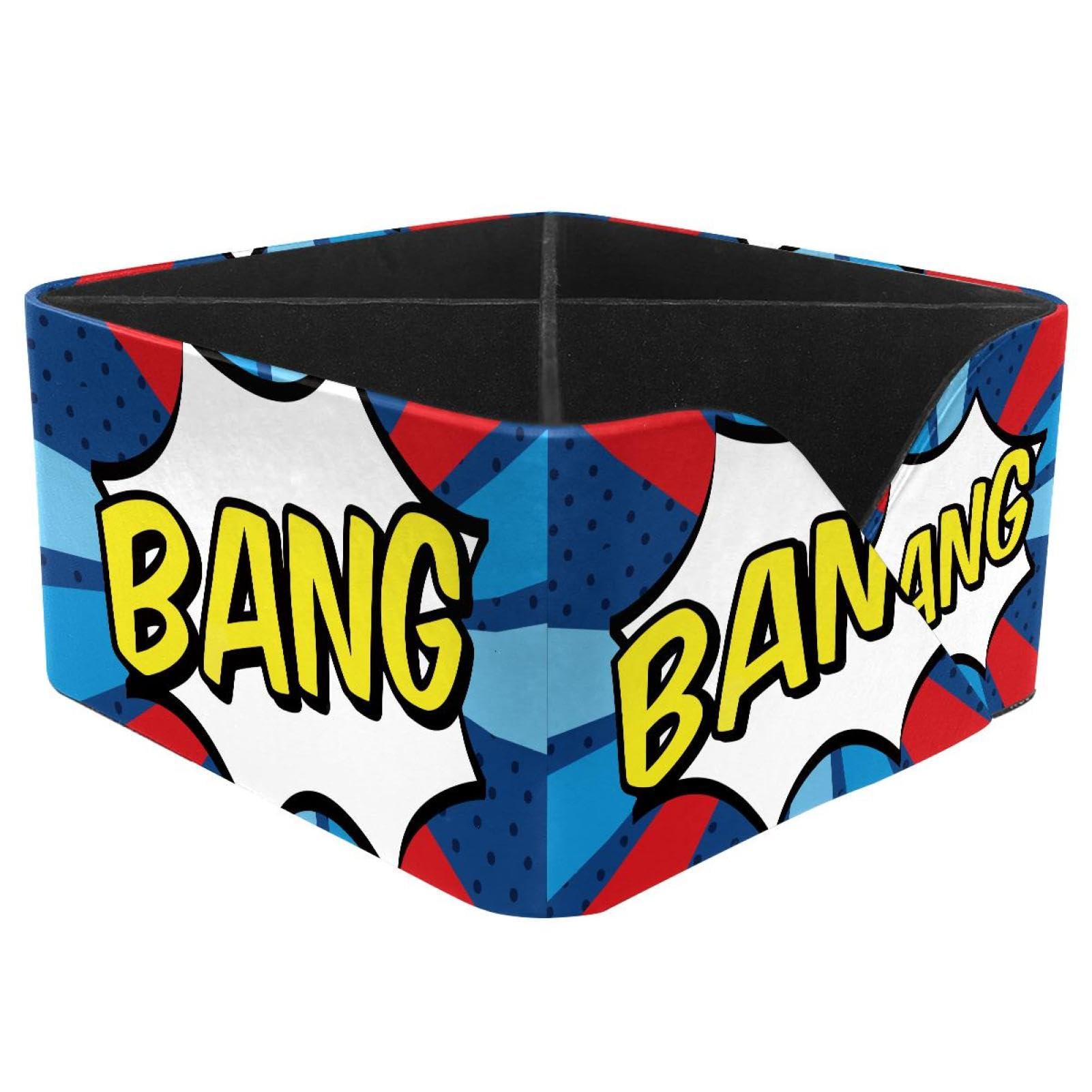 KengjuTesu Blue and Red Bang Desktop Organizer Pen Holder, Rectangular Pencil Cup for Office, Study and Makeup Stations