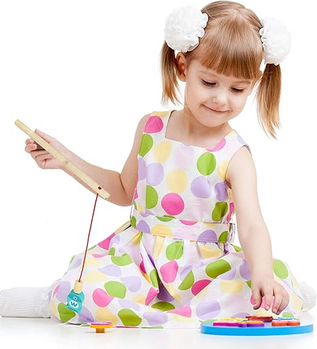 Miniatura 4 de Trounistro - Juego de 8 bastones de pesca magnéticos de madera para pesca de pesca de madera magnética para accesorios de actividad de piscina