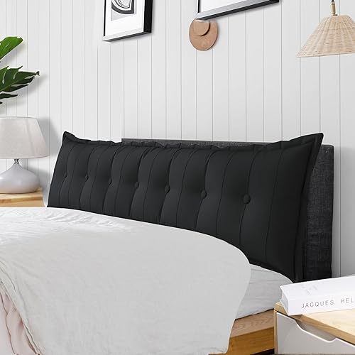 Almohada de lectura grande para cama Cómodo respaldo para sentarse, leer, ver la televisión y relajarse, cojín y cojín de sofá cama (negro,