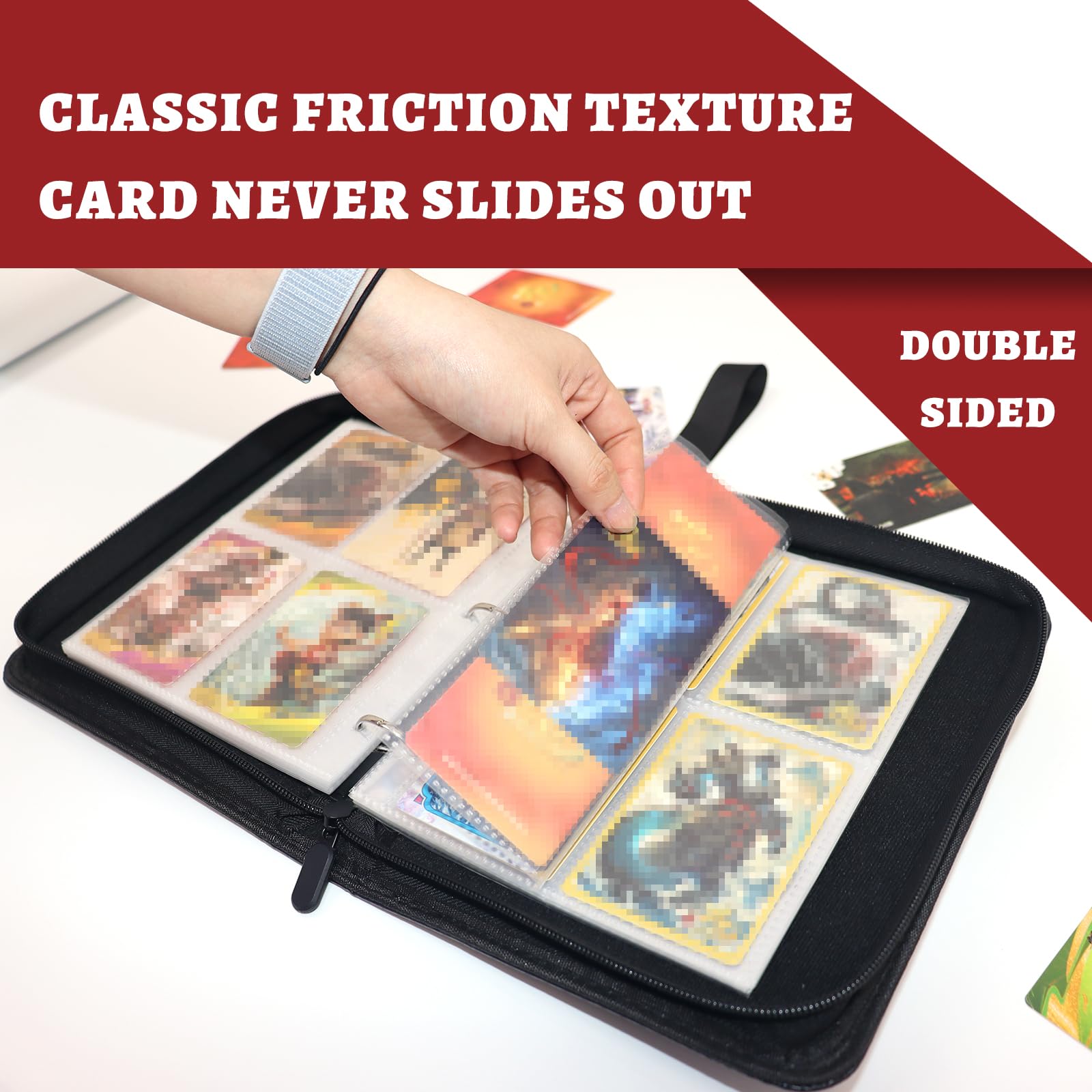 Amazon.com: Baseball Card Binder 4 Pocket – PU Cover Trading Card Binder  for 400 Cards, Double Sided Pocket Zip Trading Card Binder, Card Storage  Binder, Card Collector Album for Sports, MTG, TCG,