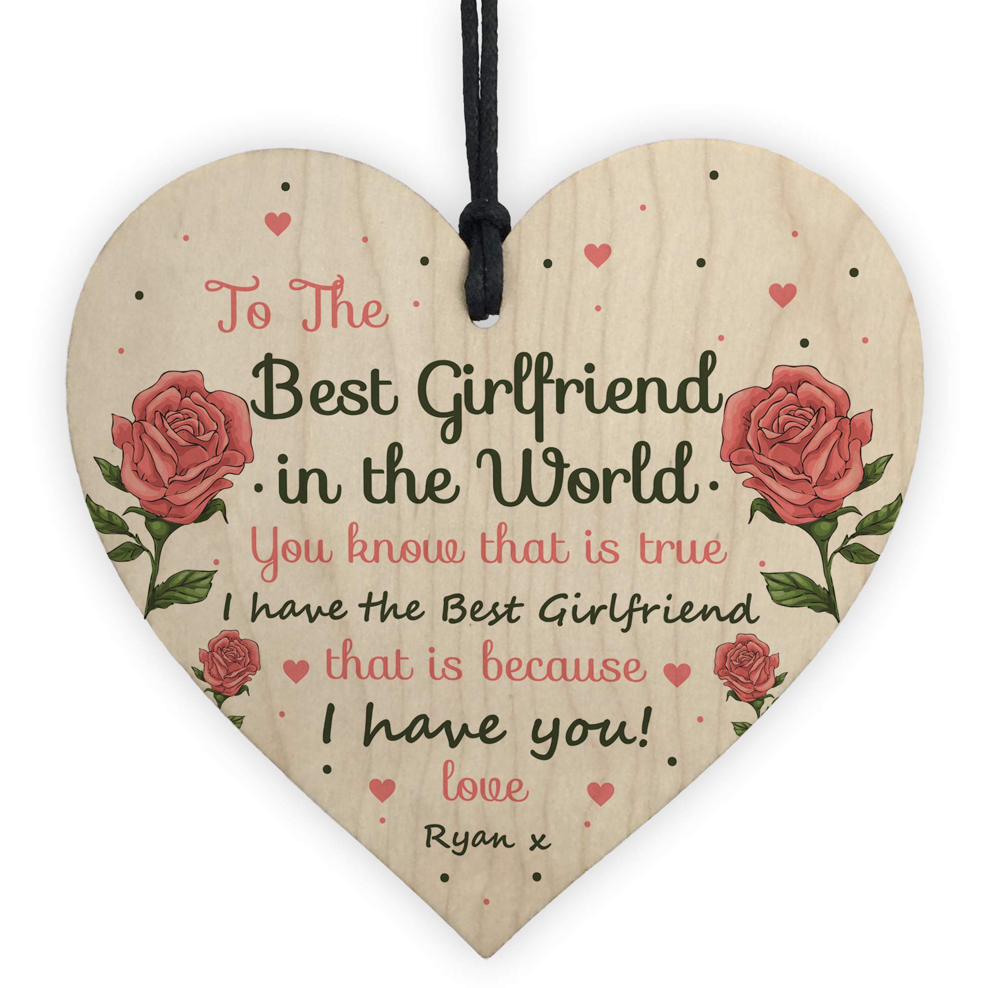 Personalised Best Girlfriend Wood Heart Girlfriend Birthday Christmas Anniversary For Her