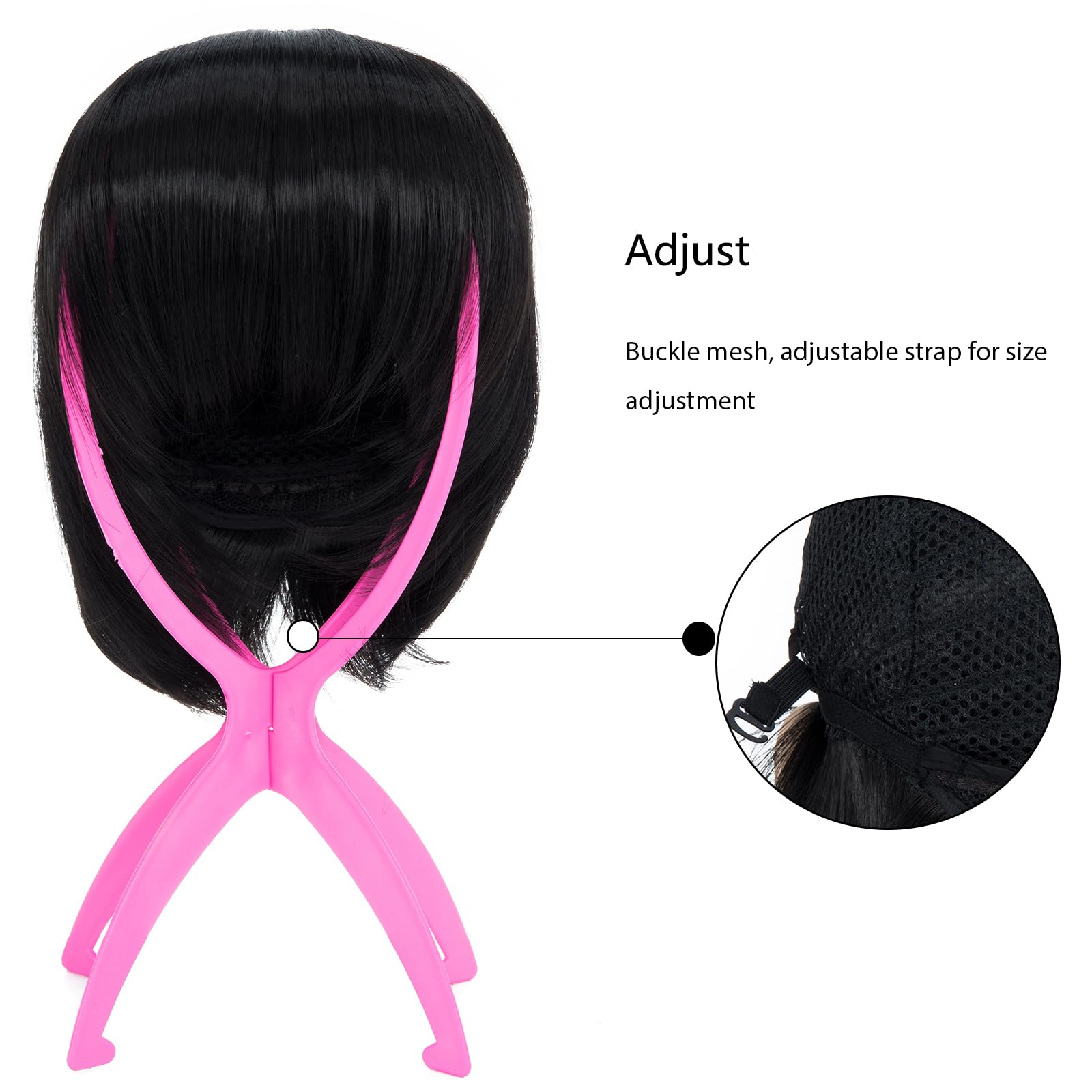 BUYOGET Anime Wigs 8 Inches Short Natural Black Straight Universal Costume Wigs for Men Women Halloween, Natural Black-Smooth Style - Image 3
