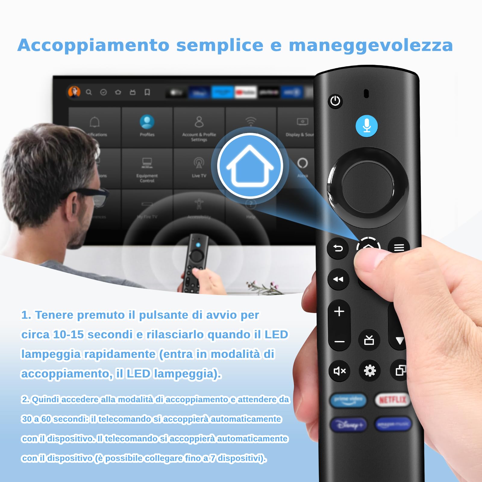 Telecomando Vocale Sostitutivo 4th Gen per AMZ Smart TVs-Stick(2nd Gen & 3rd Gen)/Lite,4K,4K Max,Per AMZ Smart TV Cube (2nd Gen & 3rd Gen) TVs