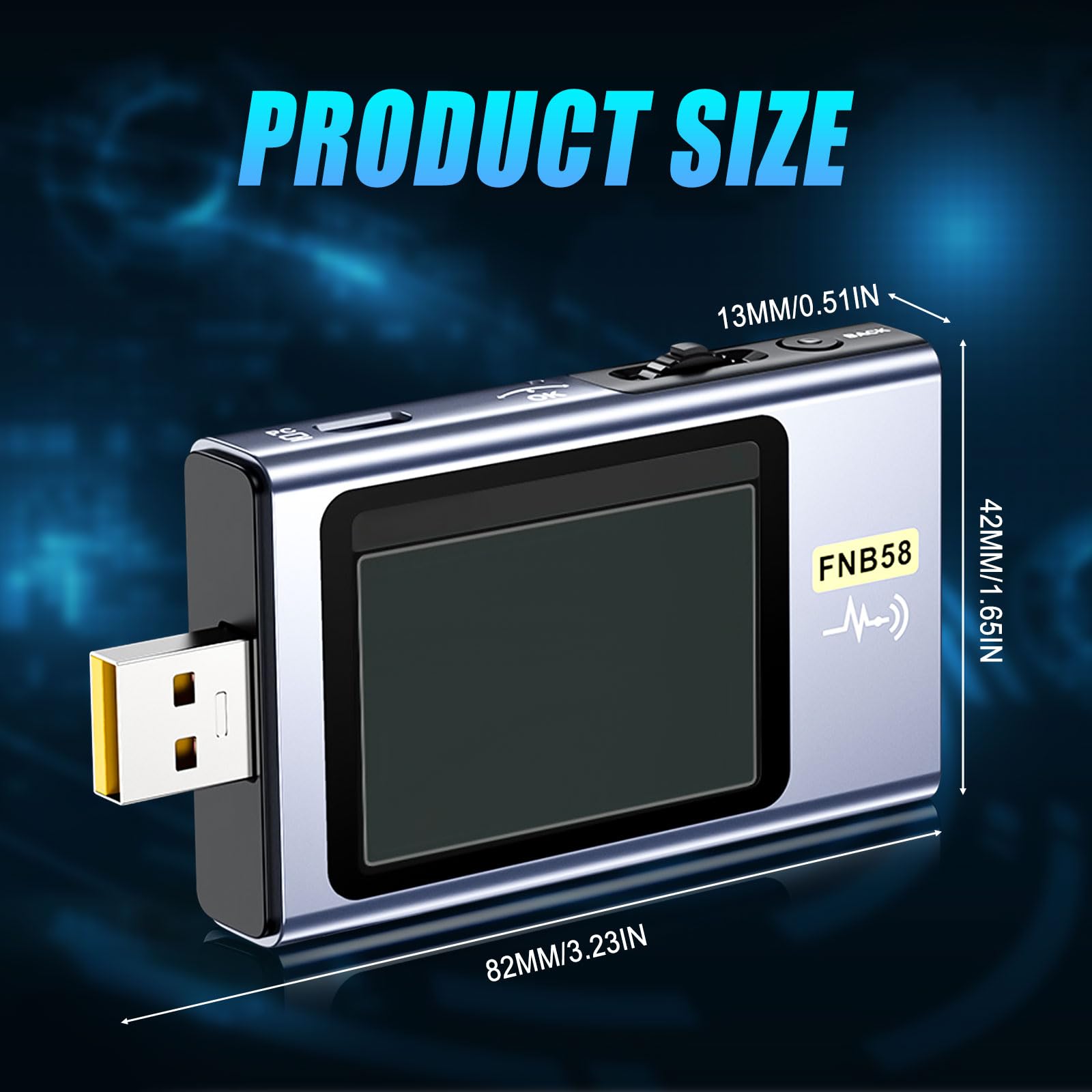 FNB58 Testeur USB 4-28 V 7 A LCD USB-A&C Voltmètre Ampèremètre Testeur Multimètre avec Bluetooth, protocole de charge rapide USB de type C, testeur de capacité, déclencheur PD, voltmètre numérique