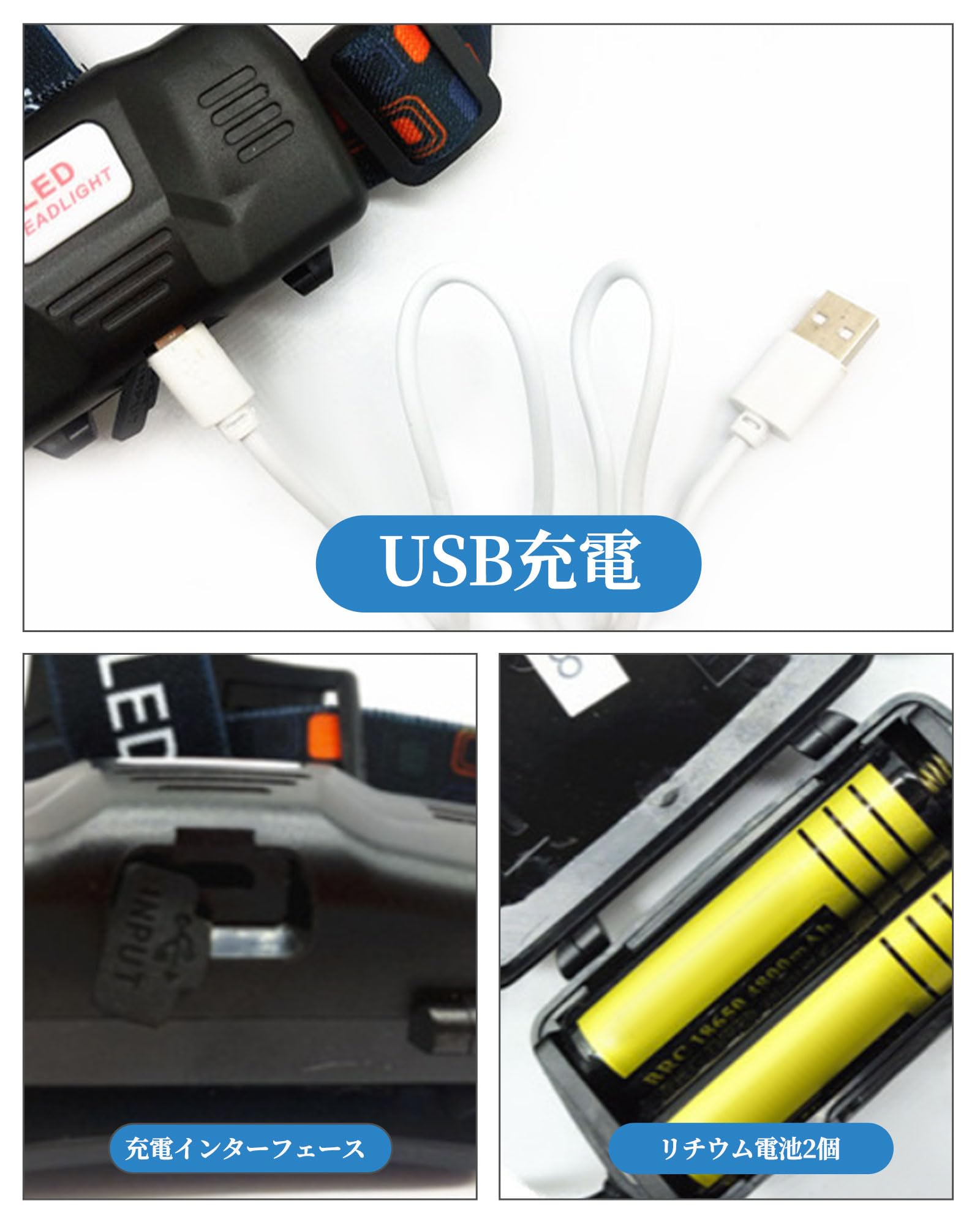 Amazon.co.jp: 最も明るい赤灯ヘッドランプ、 USB充電式ヘッドライト