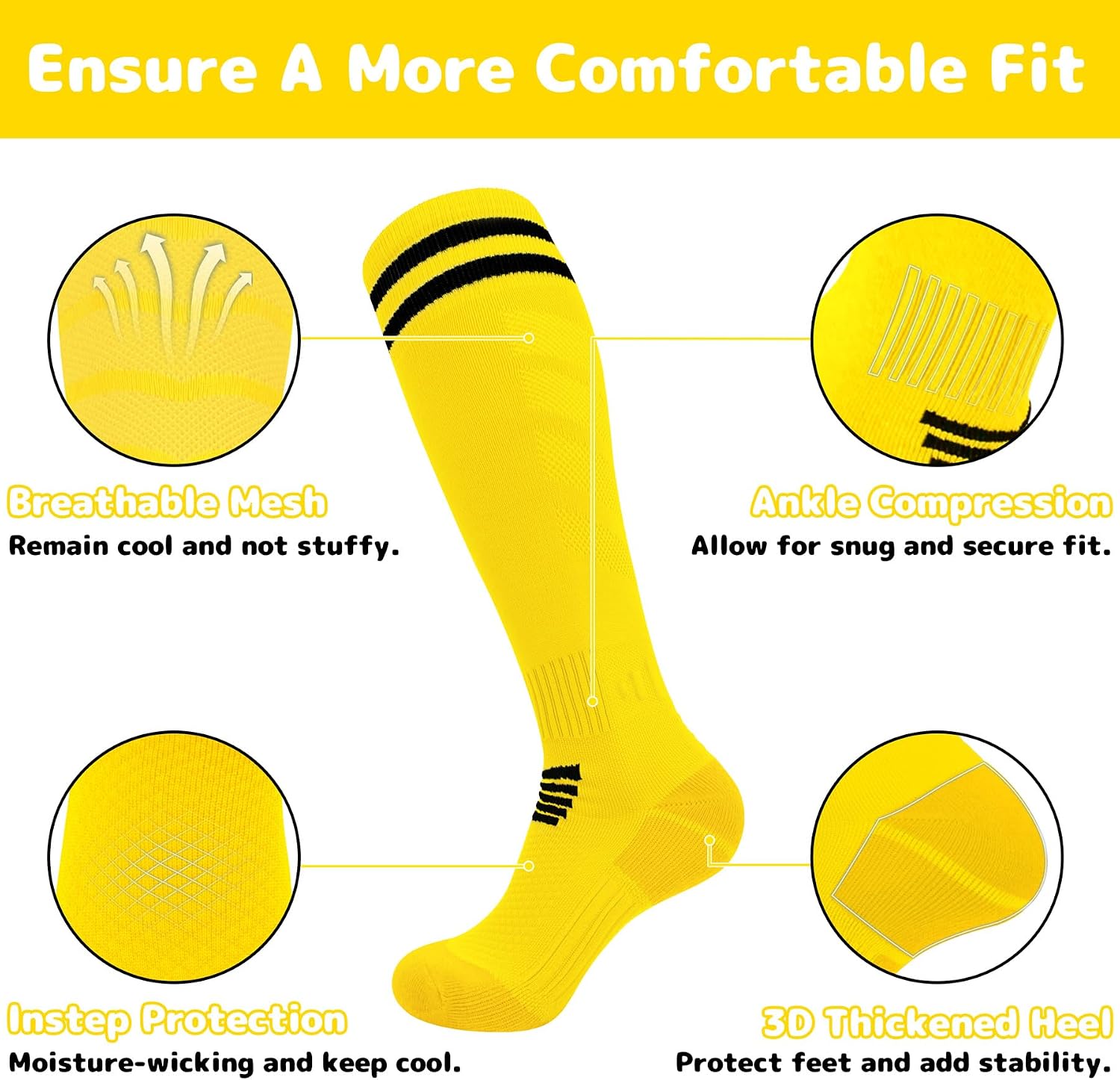 Olreco Kids Soccer Socks Youth Baseball Socks Men Women Softball Sock for Girls Boys Football Sock Men Team Sports Accessory