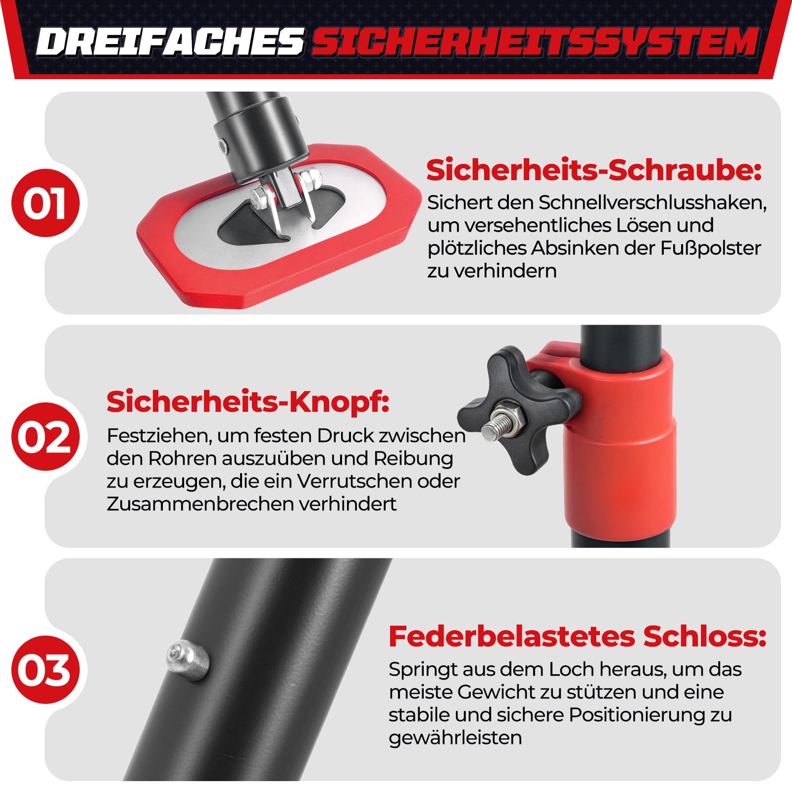 XINQIAO Montagestütze für die Schrankmontage, Schwerlast-Deckenstütze mit Verstellbarer Teleskopstange von 125 cm bis 290 cm, 4 Stück