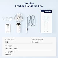 Vista 8 de Portable Handheld Mini Fan, USB Rechargeable Fodable Personal Fans, 5 IN 1Cooling Table Fan, 4000mAh, 90 Adjustable, 6 Speed Strong Wind, Travel