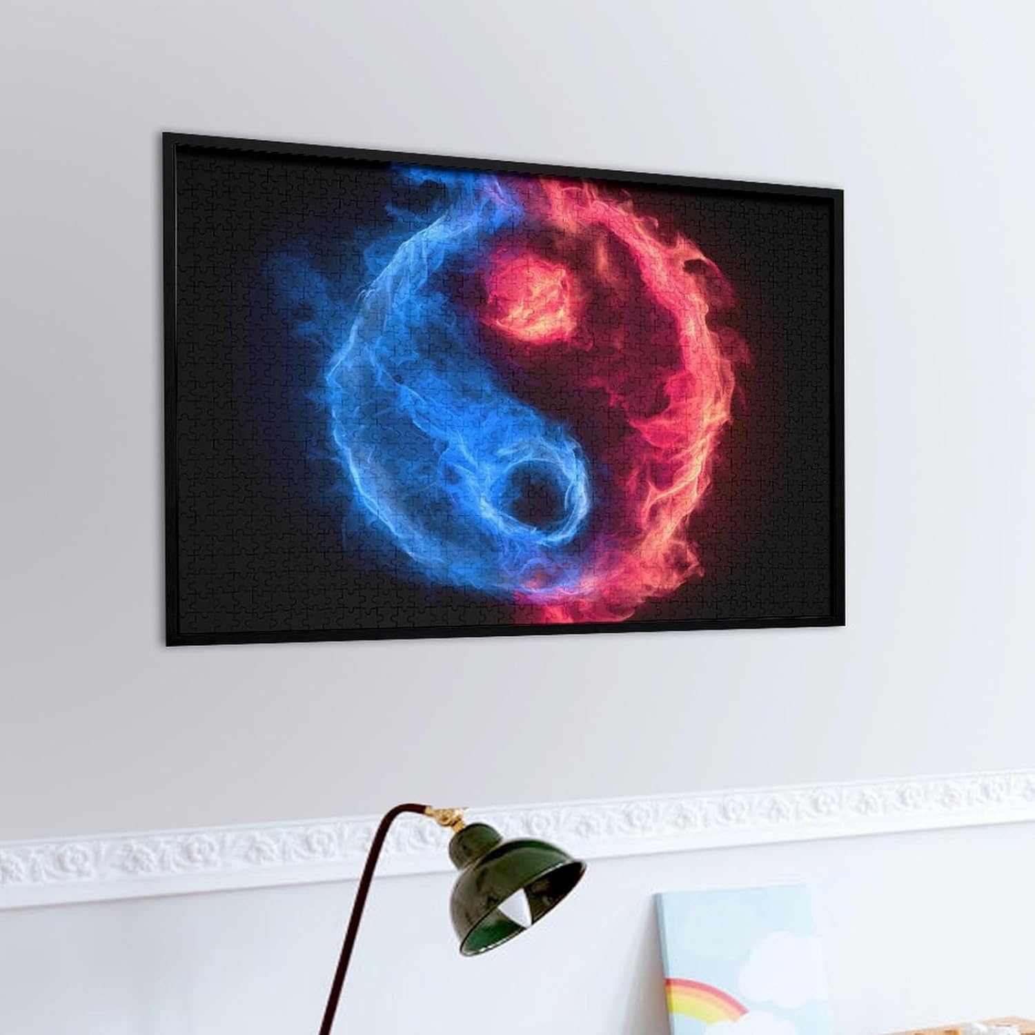 Fire Yingyangs Puzzles for Adults 1000 PCS Wooden Jigsaw Puzzle Wall Decor Christmas